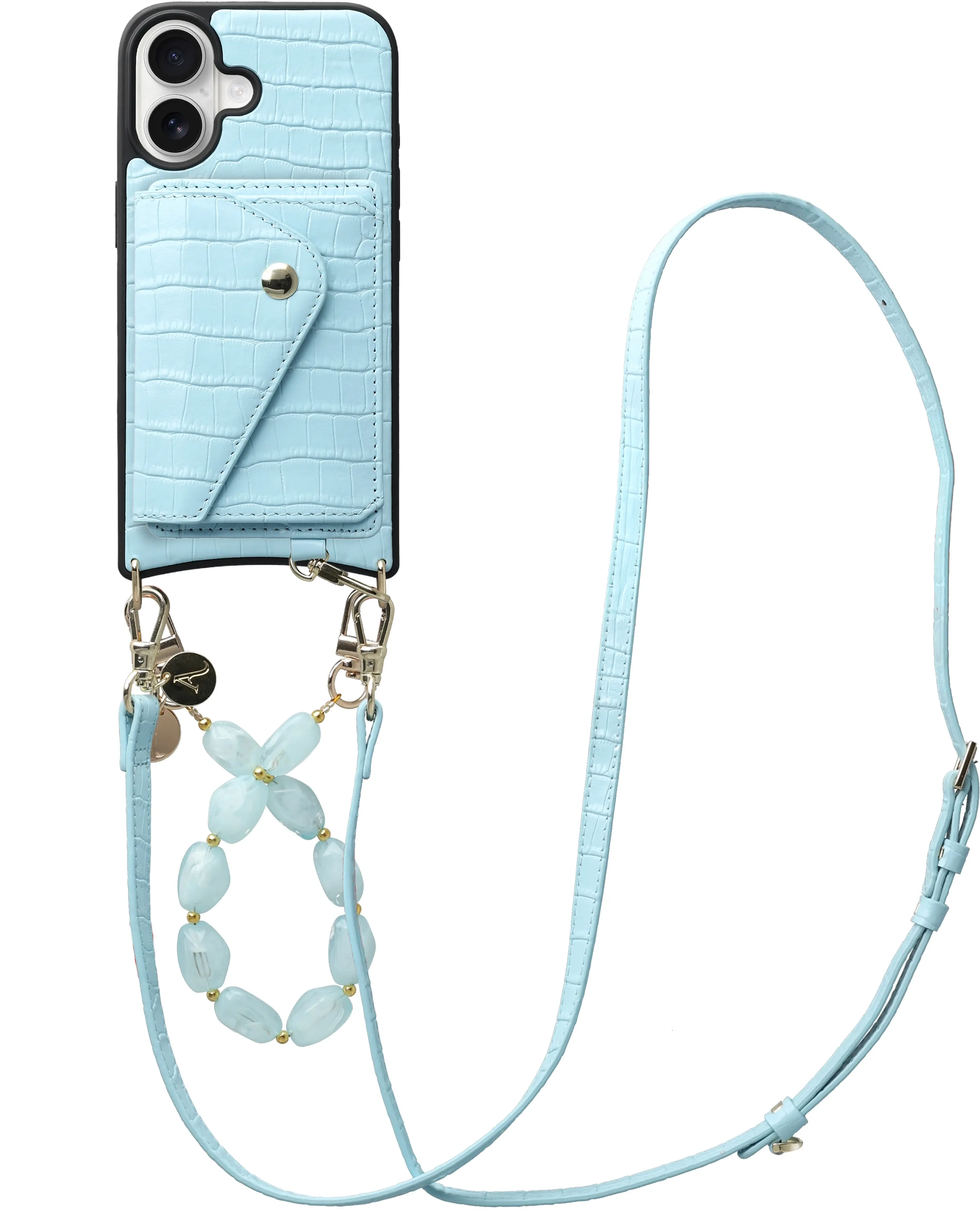 AVY Apple iPhone 16 - Styled Kit - Croco Blauw - Rocher Leather Set afbeelding 1