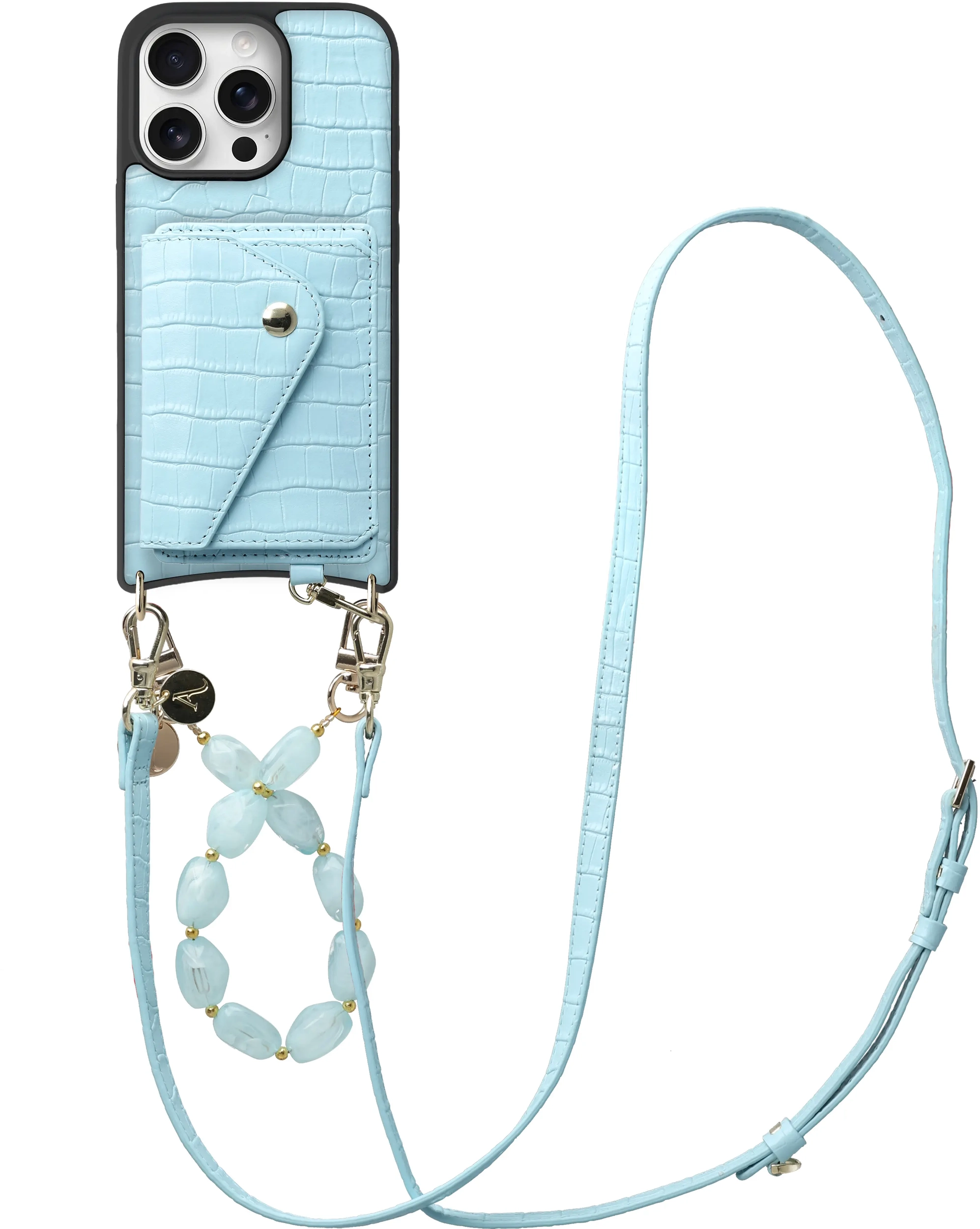 AVY Apple iPhone 16 Pro - Styled Kit - Croco Blauw - Rocher Leather Set afbeelding 1