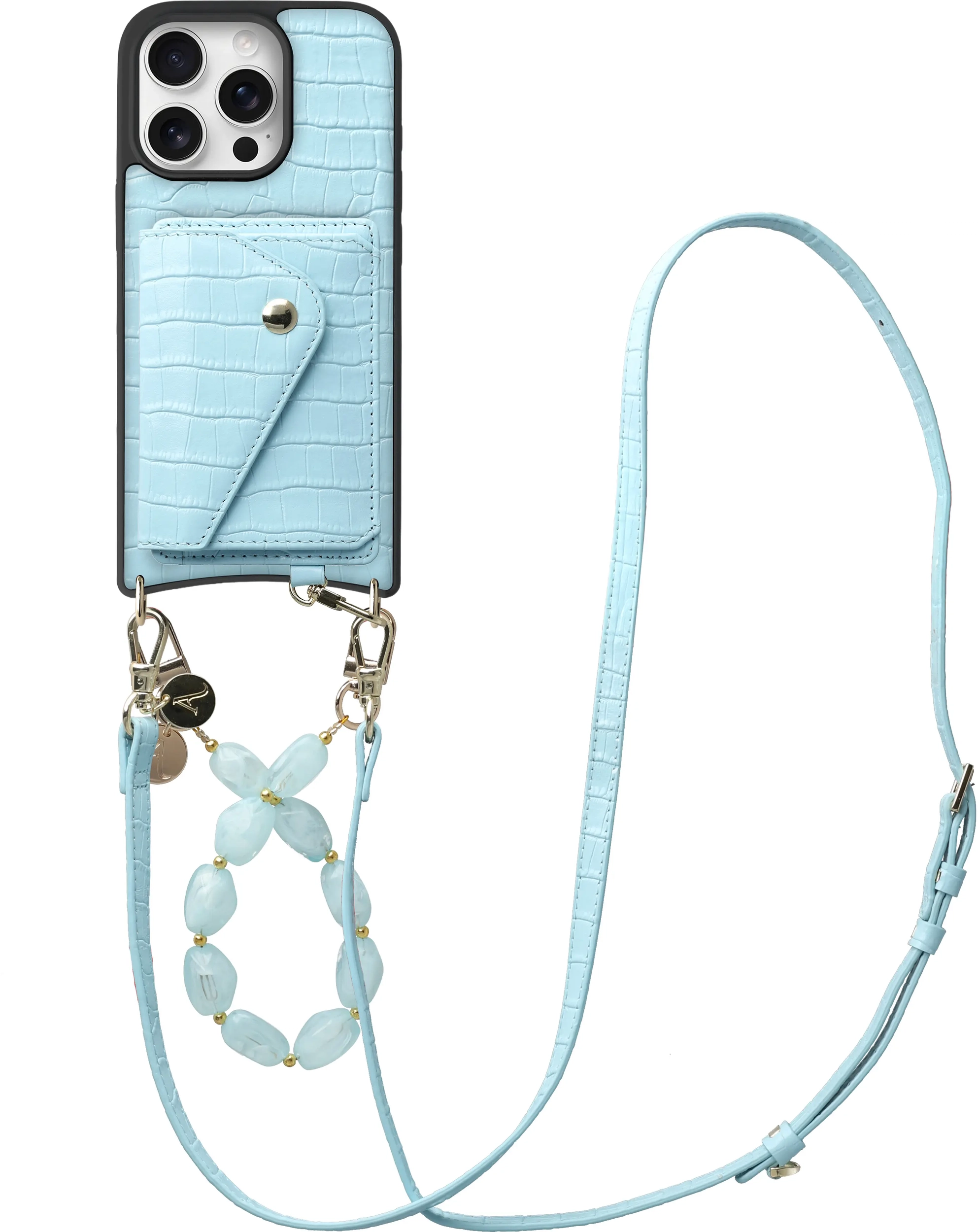AVY Apple iPhone 16 Pro Max - Styled Kit - Croco Blauw - Rocher Leather Set afbeelding 1