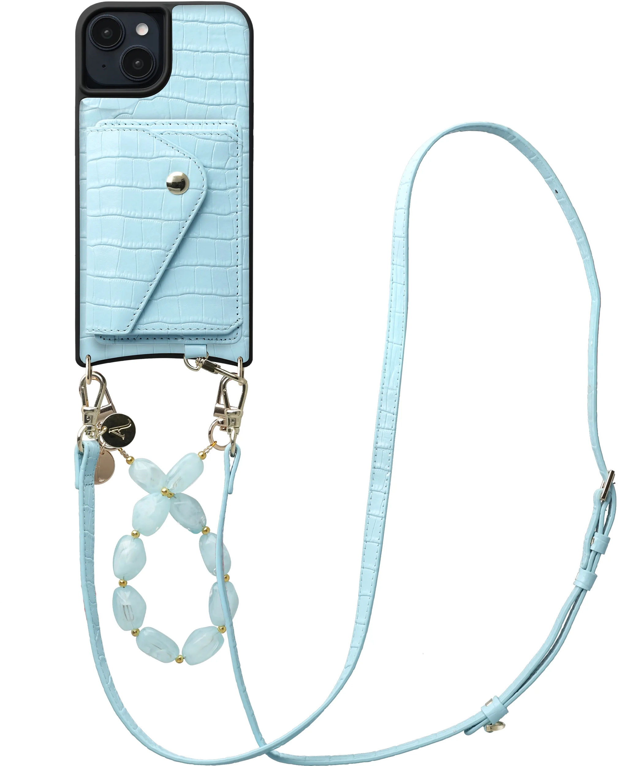 AVY Apple iPhone 15 - Styled Kit - Croco Blauw - Rocher Leather Set afbeelding 1