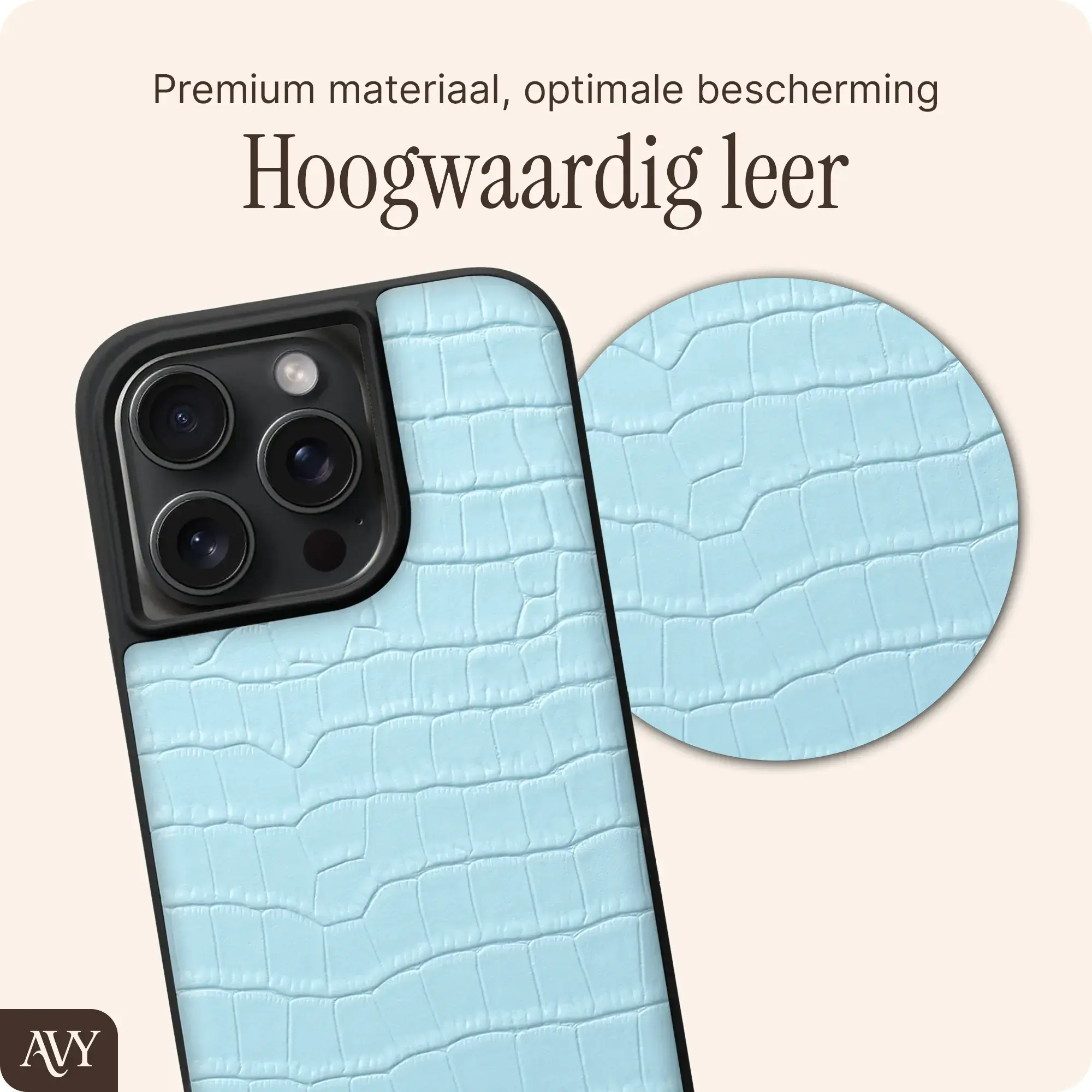 AVY Apple iPhone 15 Pro Max - Styled Kit - Croco Blauw - Rocher Leather Set afbeelding 4