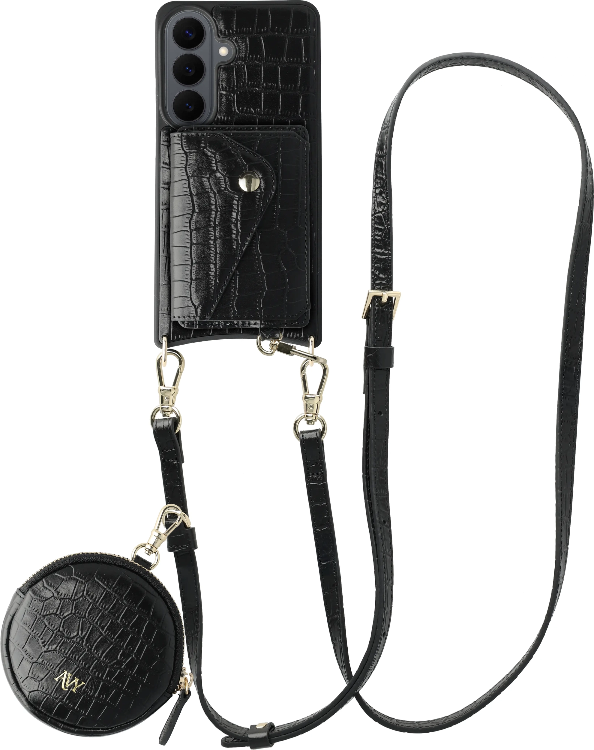 AVY Samsung Galaxy S26 - Statement Kit - Croco Zwart - Long Leather afbeelding 1