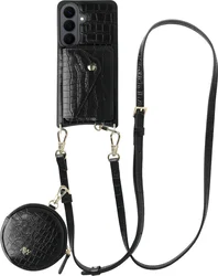 AVY Samsung Galaxy S26 - Statement Kit - Croco Zwart - Long Leather afbeelding