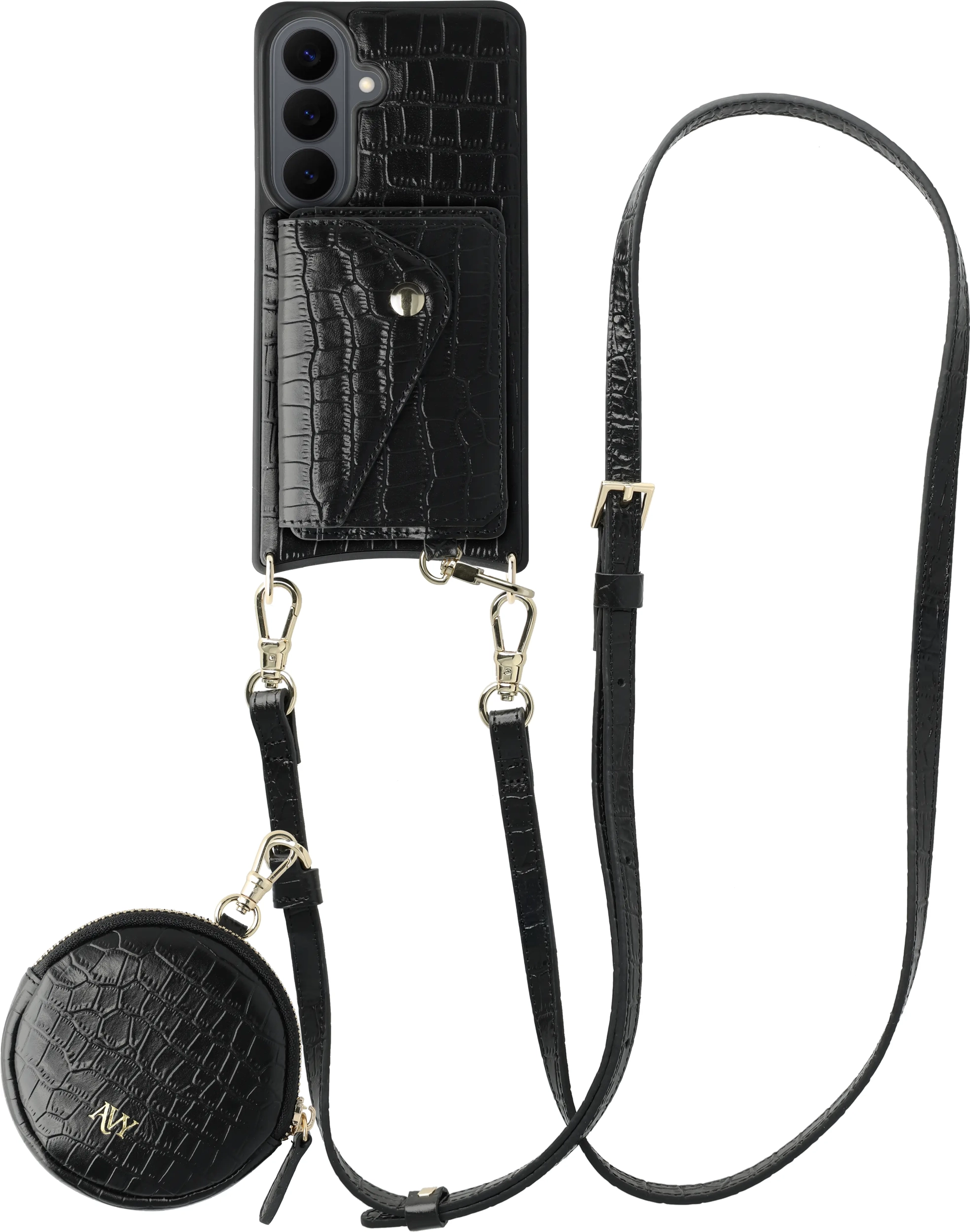 AVY Samsung Galaxy S26 Plus - Statement Kit - Croco Zwart - Long Leather afbeelding 1