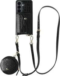 AVY Samsung Galaxy S26 Plus - Statement Kit - Croco Zwart - Long Leather afbeelding