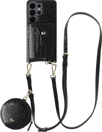 AVY Samsung Galaxy S26 Ultra - Statement Kit - Croco Zwart - Long Leather afbeelding 1
