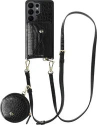AVY Samsung Galaxy S26 Ultra - Statement Kit - Croco Zwart - Long Leather afbeelding