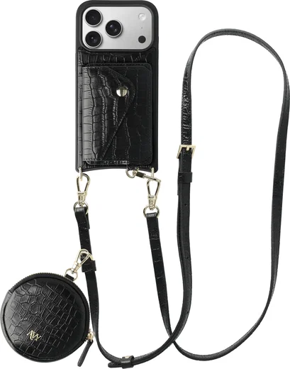AVY Apple iPhone 17 Pro - Statement Kit - Croco Zwart - Long Leather afbeelding 1