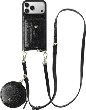 AVY Apple iPhone 17 Pro Max - Statement Kit - Croco Zwart - Long Leather