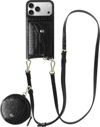 AVY Apple iPhone 17 Pro Max - Statement Kit - Croco Zwart - Long Leather afbeelding