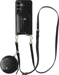 AVY Samsung Galaxy S25 / S24 - Statement Kit - Croco Zwart - Long Leather afbeelding