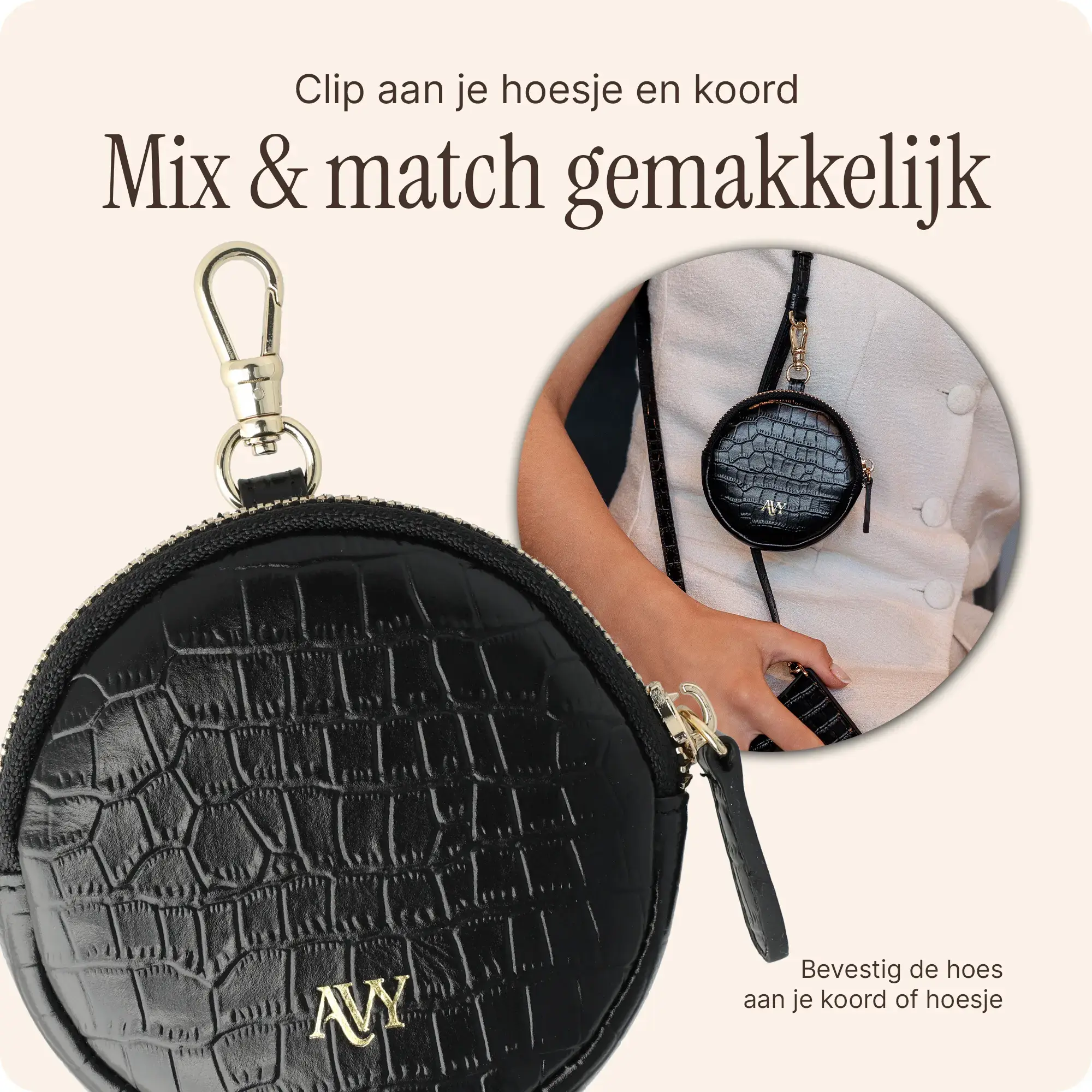 AVY Samsung Galaxy S25 / S24 - Statement Kit - Croco Zwart - Long Leather afbeelding 15