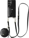 AVY Samsung Galaxy S25 Ultra - Statement Kit - Croco Zwart - Long Leather