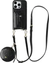 AVY Apple iPhone 16 Pro - Statement Kit - Croco Zwart - Long Leather