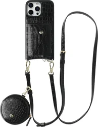 AVY Apple iPhone 16 Pro Max - Statement Kit - Croco Zwart - Long Leather afbeelding