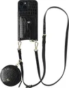 AVY Apple iPhone 15 - Statement Kit - Croco Zwart - Long Leather