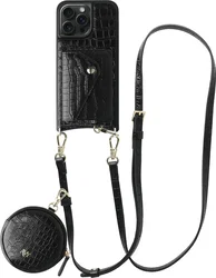 AVY Apple iPhone 15 Pro Max - Statement Kit - Croco Zwart - Long Leather afbeelding