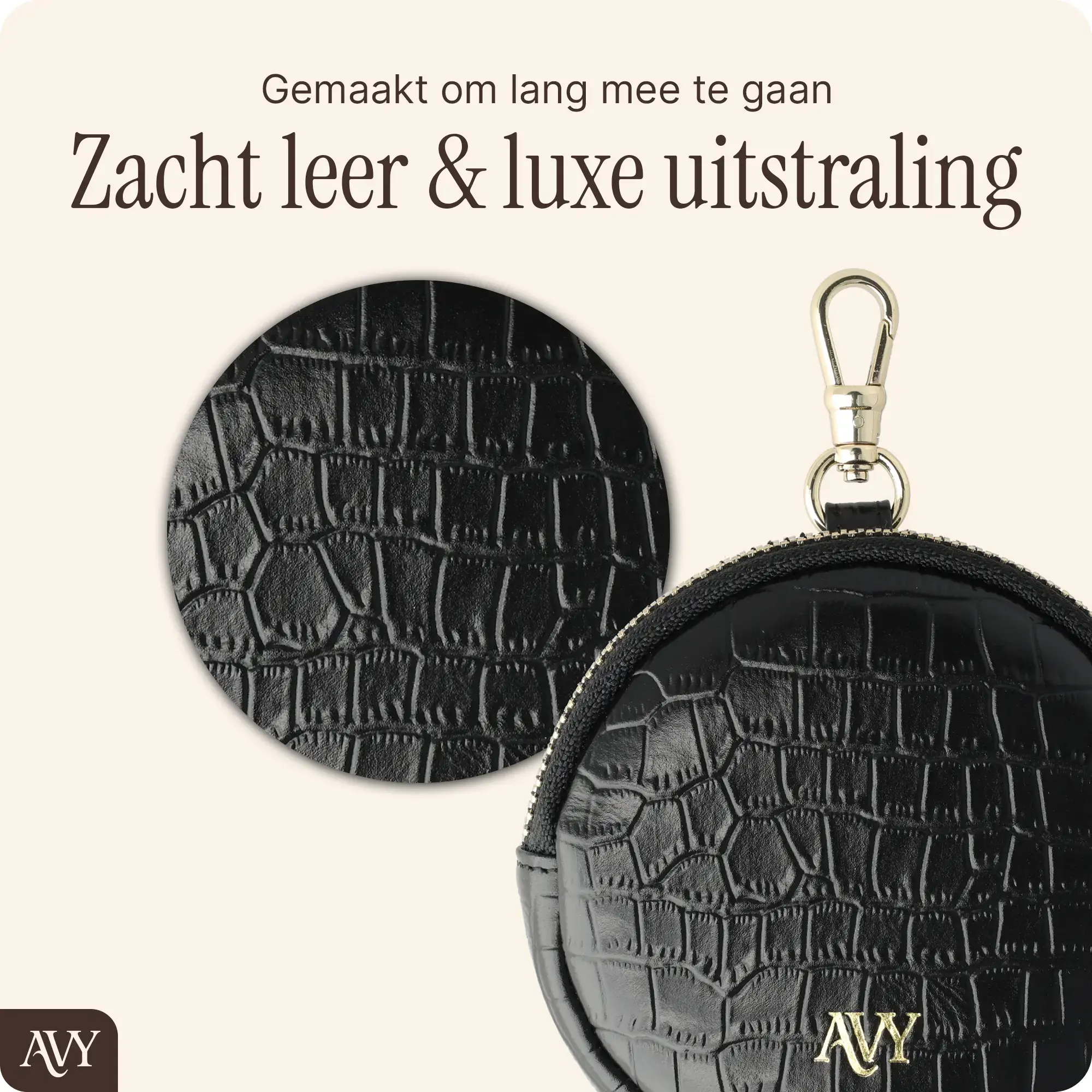 AVY Apple iPhone 14 / 13 - Statement Kit - Croco Zwart - Long Leather afbeelding 14