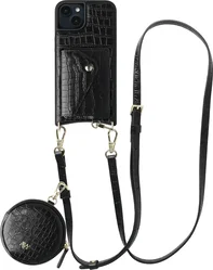AVY Apple iPhone 14 / 13 - Statement Kit - Croco Zwart - Long Leather afbeelding
