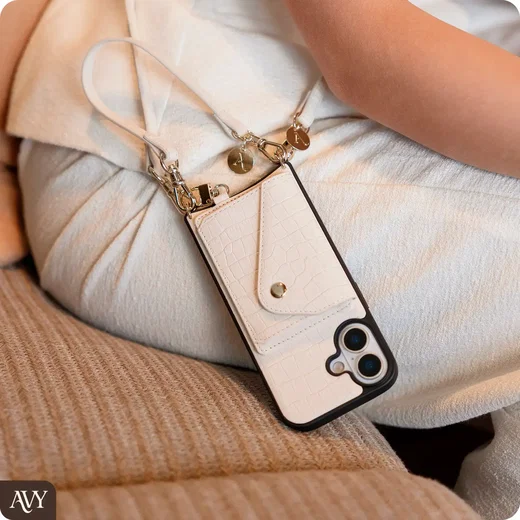 AVY Samsung Galaxy S26 - Statement Kit - Croco Beige - Long Leather afbeelding 4