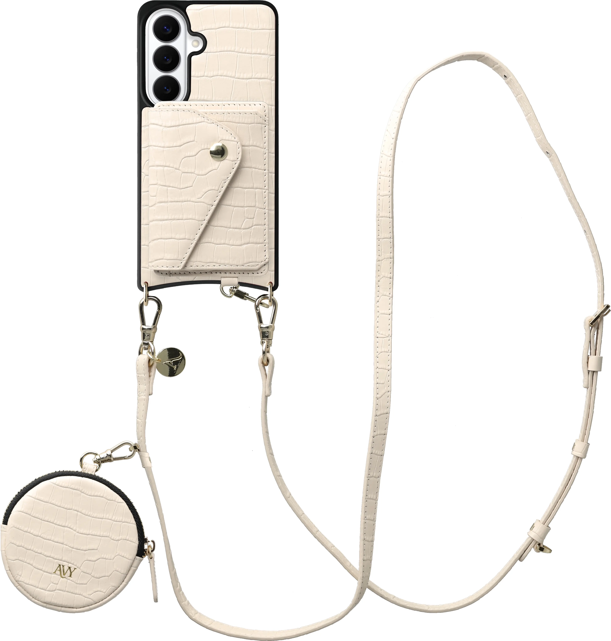 AVY Samsung Galaxy S26 - Statement Kit - Croco Beige - Long Leather afbeelding 1