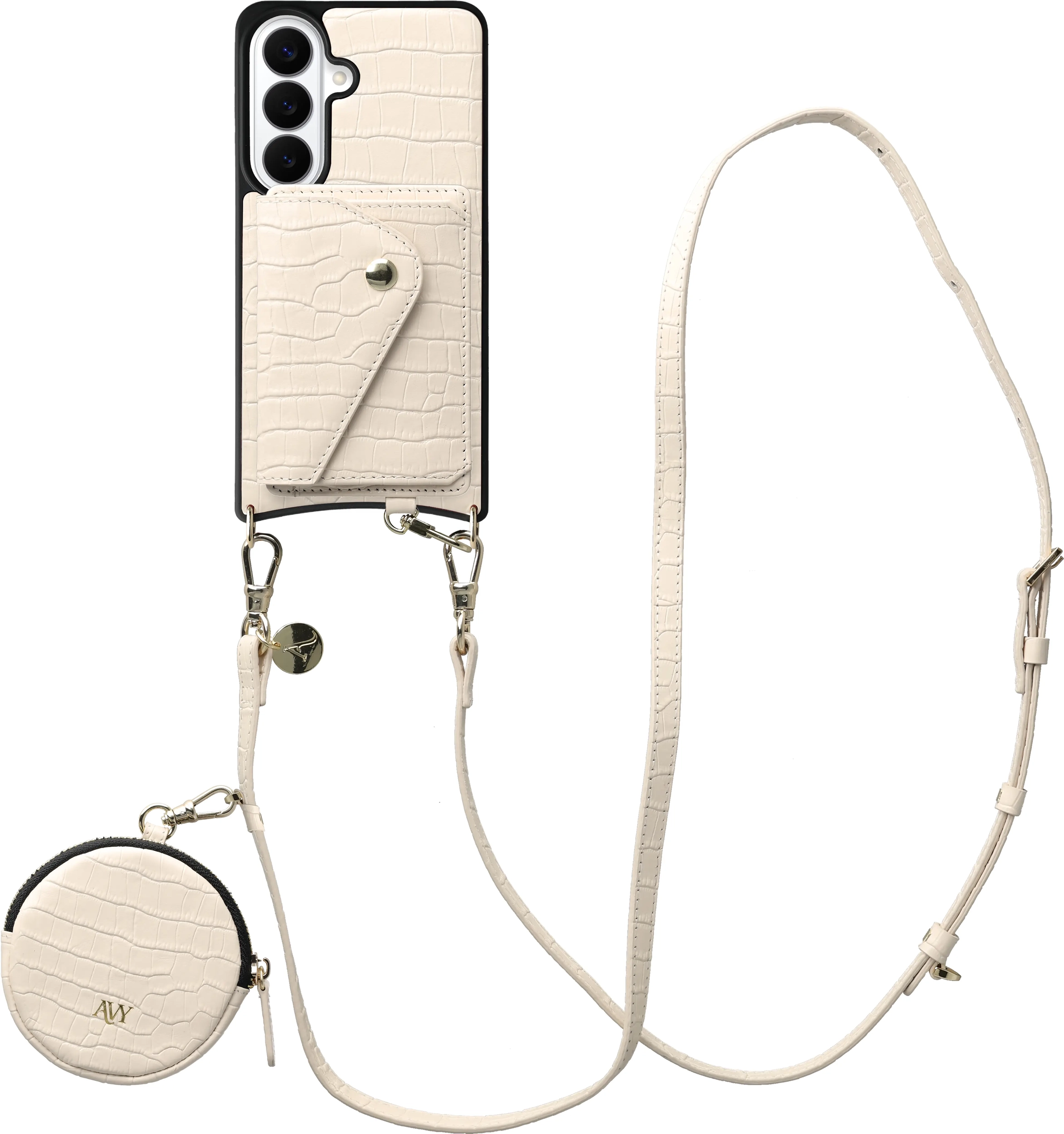 AVY Samsung Galaxy S26 Plus - Statement Kit - Croco Beige - Long Leather afbeelding 1