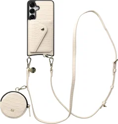 AVY Samsung Galaxy S25 / S24 - Statement Kit - Croco Beige - Long Leather afbeelding