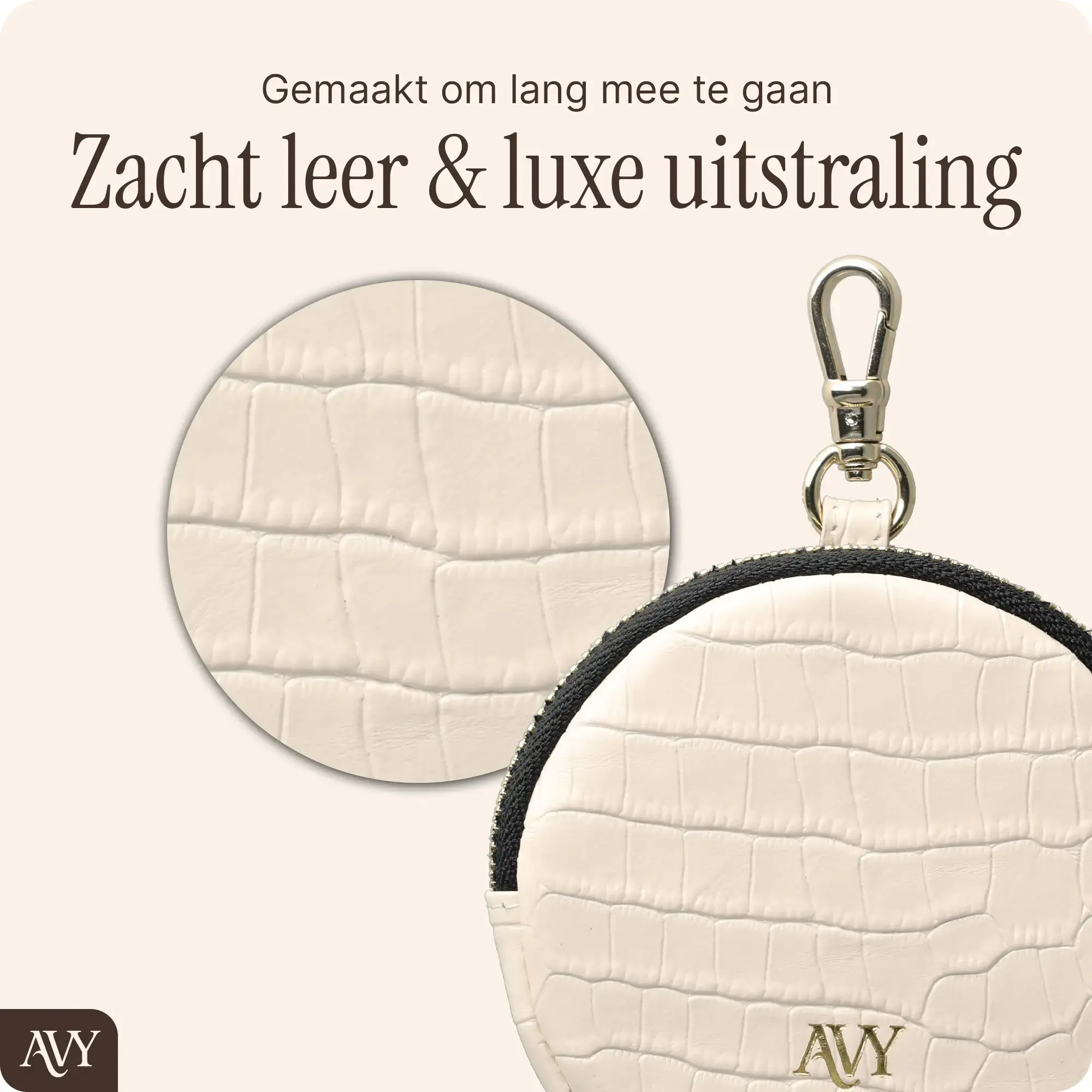 AVY Apple iPhone 16 - Statement Kit - Croco Beige - Long Leather afbeelding 14