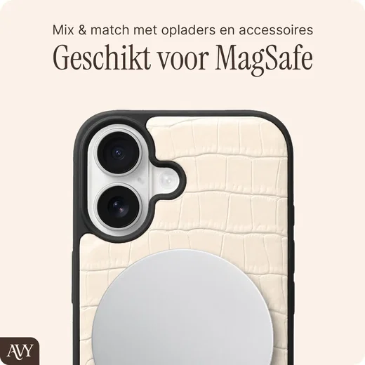 AVY Apple iPhone 16 - Statement Kit - Croco Beige - Long Leather afbeelding 7