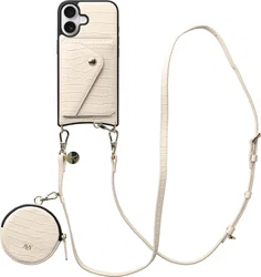AVY Apple iPhone 16 - Statement Kit - Croco Beige - Long Leather afbeelding