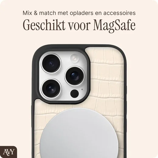 AVY Apple iPhone 16 Pro - Statement Kit - Croco Beige - Long Leather afbeelding 7