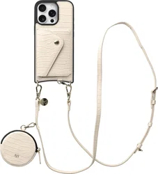 AVY Apple iPhone 16 Pro - Statement Kit - Croco Beige - Long Leather afbeelding