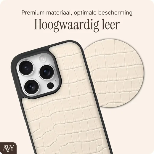 AVY Apple iPhone 16 Pro - Statement Kit - Croco Beige - Long Leather afbeelding 6