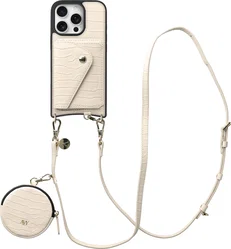 AVY Apple iPhone 16 Pro Max - Statement Kit - Croco Beige - Long Leather afbeelding