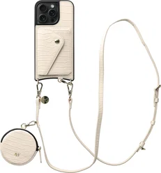 AVY Apple iPhone 15 Pro - Statement Kit - Croco Beige - Long Leather afbeelding