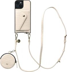 AVY Apple iPhone 14 / 13 - Statement Kit - Croco Beige - Long Leather afbeelding