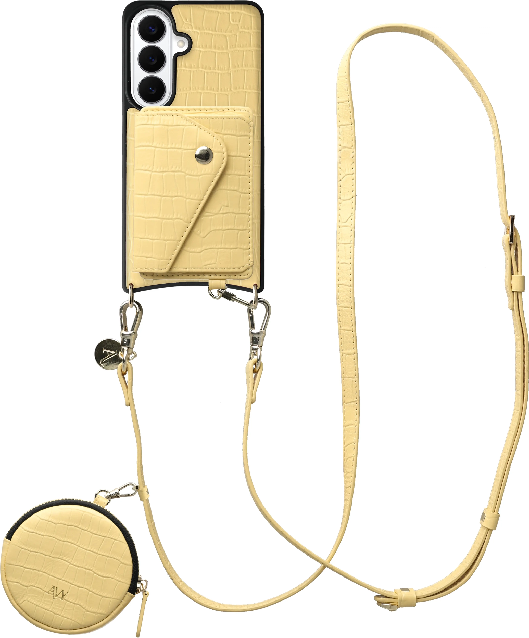 AVY Samsung Galaxy S26 - Statement Kit - Croco Geel - Long Leather afbeelding 1