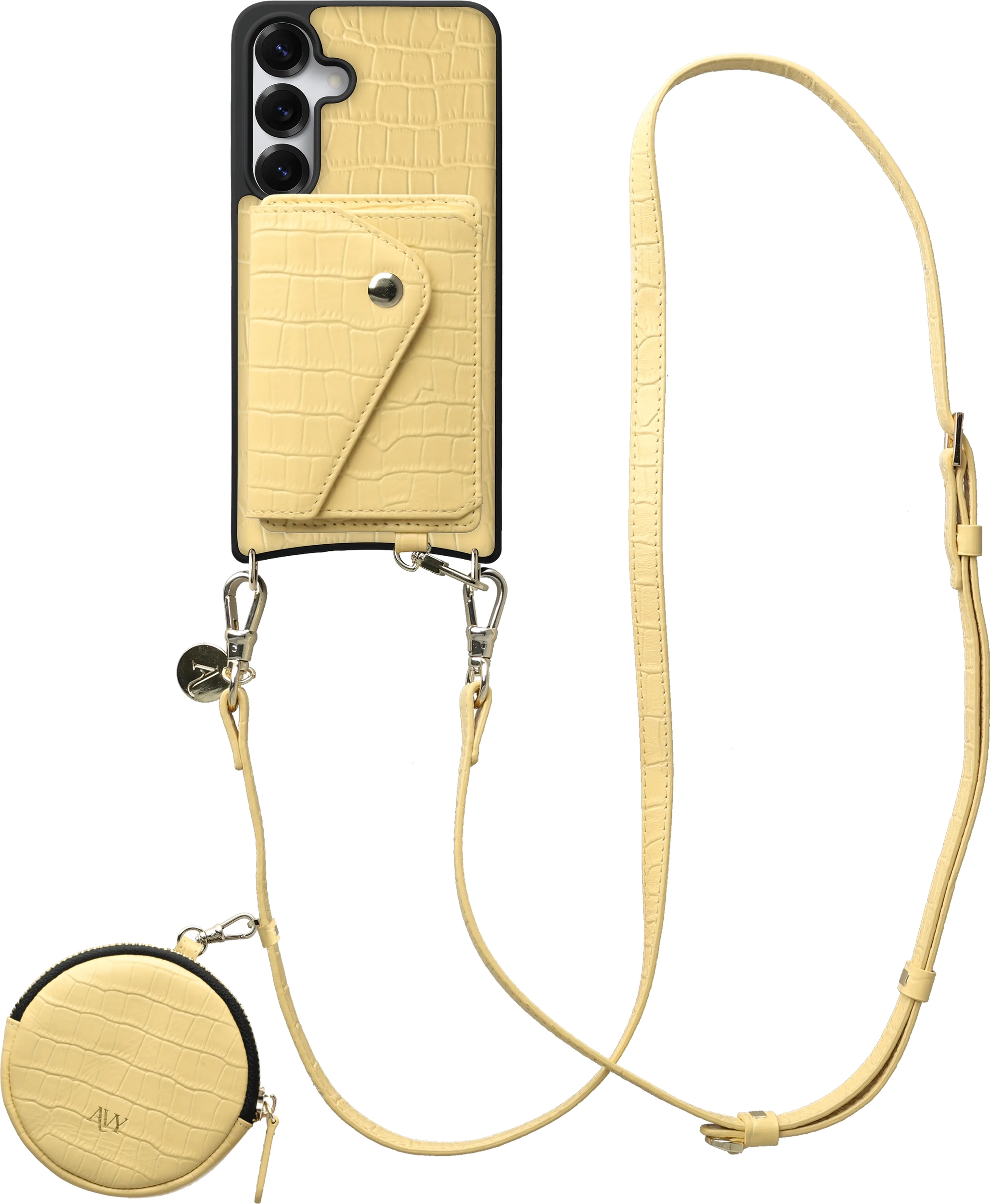 AVY Samsung Galaxy S25 / S24 - Statement Kit - Croco Geel - Long Leather afbeelding 1