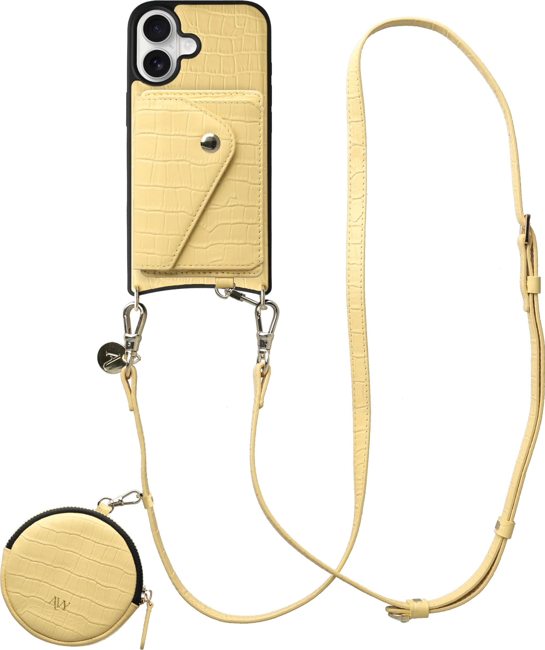 AVY Apple iPhone 16 - Statement Kit - Croco Geel - Long Leather afbeelding 1