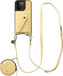 AVY Apple iPhone 15 Pro - Statement Kit - Croco Geel - Long Leather afbeelding