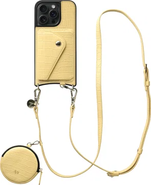 AVY Apple iPhone 15 Pro Max - Statement Kit - Croco Geel - Long Leather