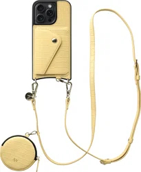 AVY Apple iPhone 15 Pro Max - Statement Kit - Croco Geel - Long Leather afbeelding