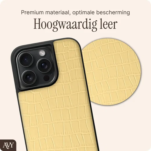 AVY Apple iPhone 15 Pro Max - Statement Kit - Croco Geel - Long Leather afbeelding 6