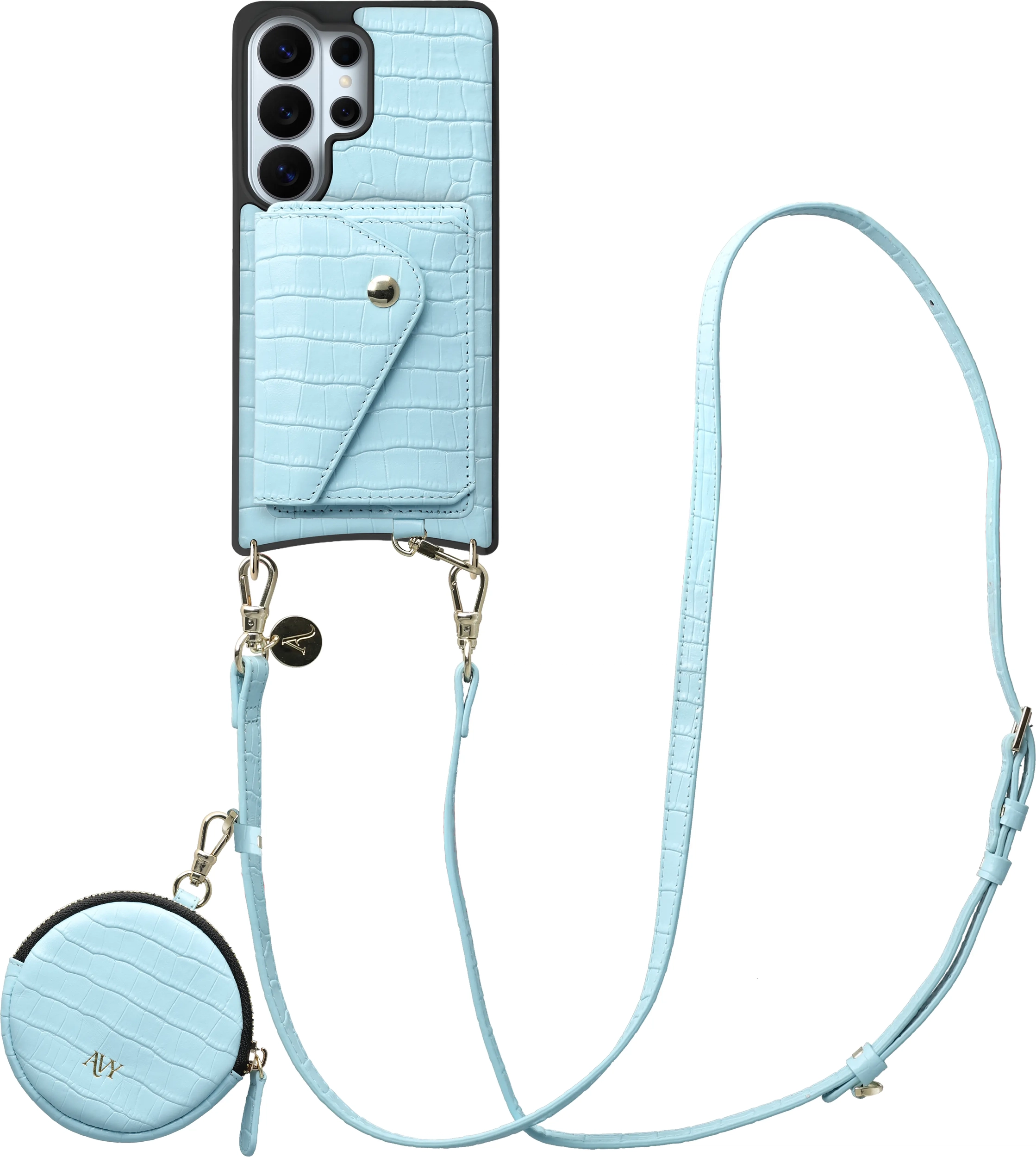 AVY Samsung Galaxy S26 Ultra - Statement Kit - Croco Blauw - Long Leather afbeelding 1
