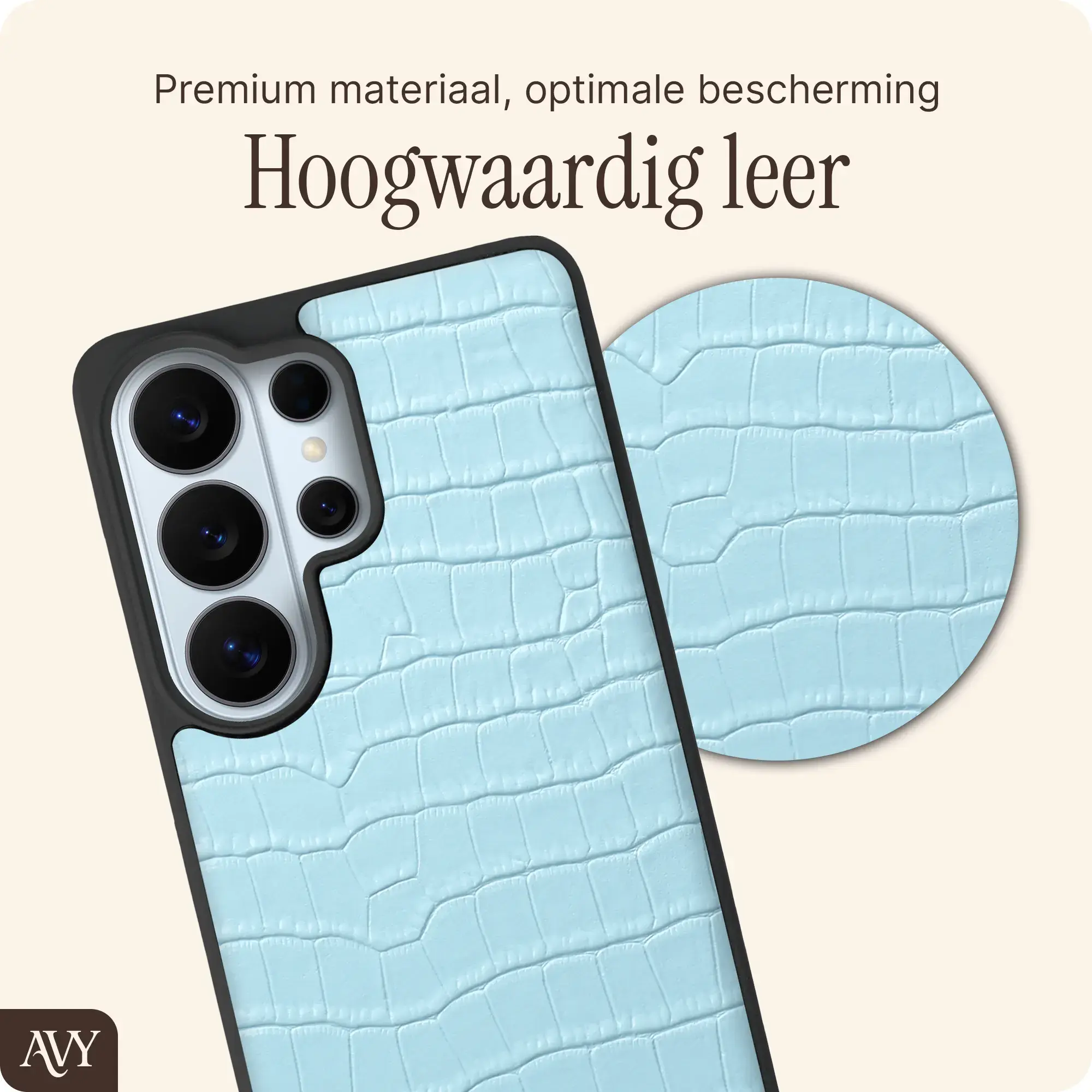 AVY Samsung Galaxy S26 Ultra - Statement Kit - Croco Blauw - Long Leather afbeelding 5