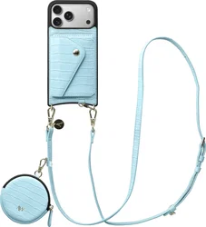 AVY Apple iPhone 17 Pro Max - Statement Kit - Croco Blauw - Long Leather afbeelding