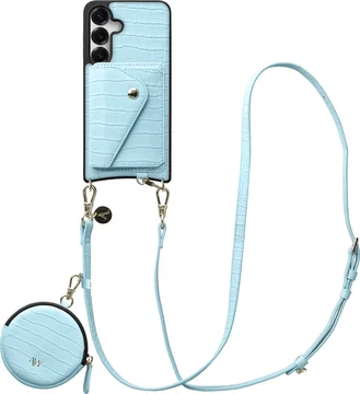 AVY Samsung Galaxy S25 / S24 - Statement Kit - Croco Blauw - Long Leather