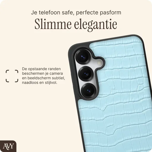 AVY Samsung Galaxy S25 / S24 - Statement Kit - Croco Blauw - Long Leather afbeelding 15