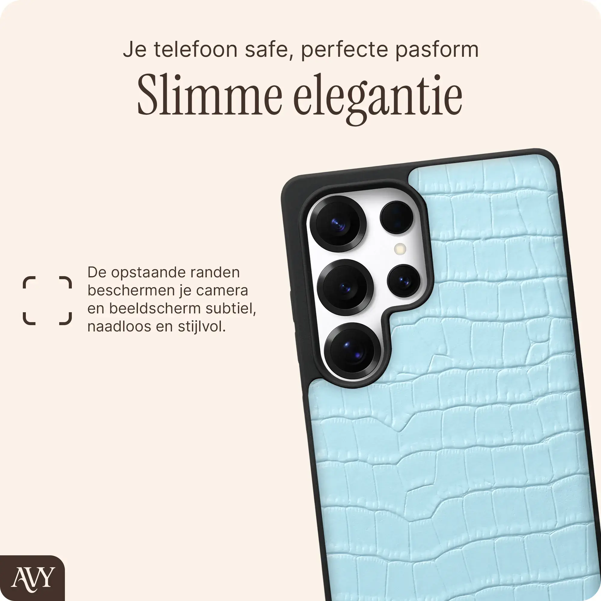 AVY Samsung Galaxy S25 Ultra - Statement Kit - Croco Blauw - Long Leather afbeelding 15