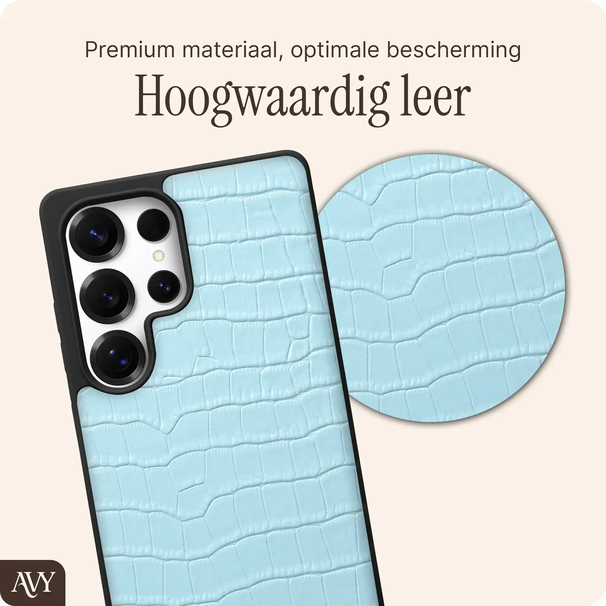 AVY Samsung Galaxy S25 Ultra - Statement Kit - Croco Blauw - Long Leather afbeelding 5